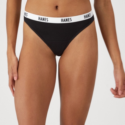 hanes soft & breathable women’s ribbed cotton thong underwear 3-pack women Hanes