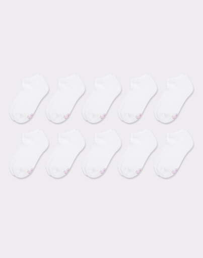 hanes girls' white no show sock 10 pack youth Hanes