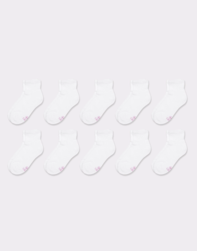 hanes girls' white ankle socks 10-pack youth Hanes