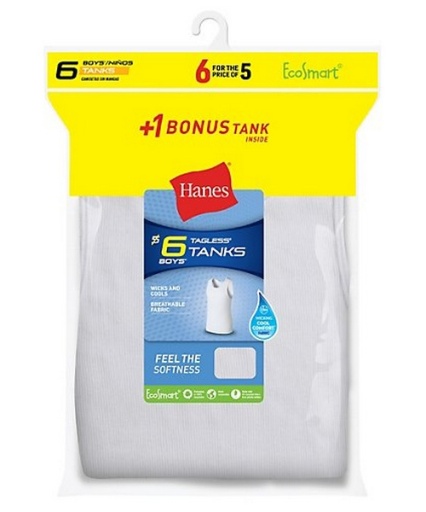 hanes ecosmart boys' tank 6-pack (5  1 free bonus pack) youth hanes