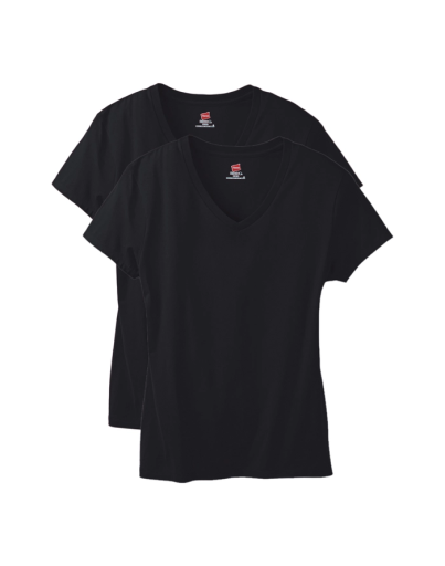 hanes perfect-t women's v-neck cotton t-shirt value 2-pack women Hanes