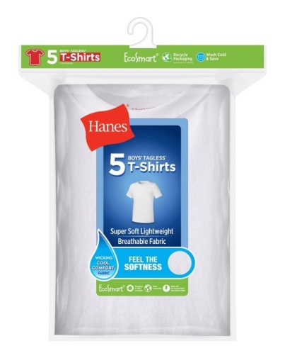 hanes boys' ecosmart crewneck undershirt 5-pack youth Hanes