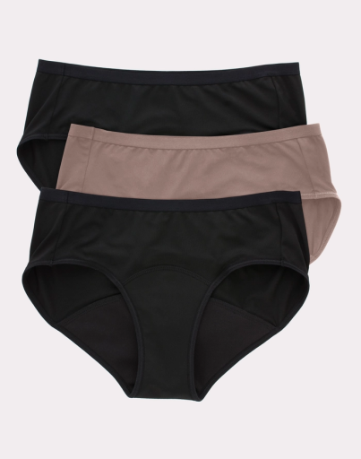 Hanes Comfort, Period. Women's Brief Period Underwear, Light Leaks,  Neutrals, 3-Pack