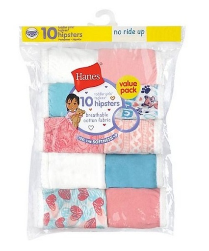 Hanes EcoSmart Tagless Brief Underwear, 10 Pack (Toddler Girls