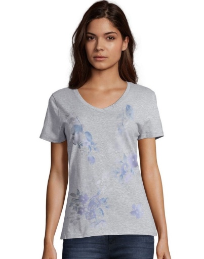hanes women's floral message short-sleeve v-neck graphic t-shirt women Hanes
