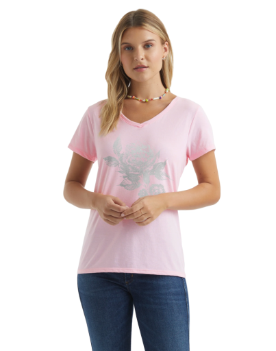 hanes women's floral semplice short-sleeve v-neck graphic t-shirt women Hanes