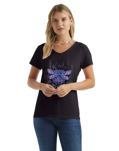 hanes women's dragonfly mandala short-sleeve v-neck graphic t-shirt women Hanes