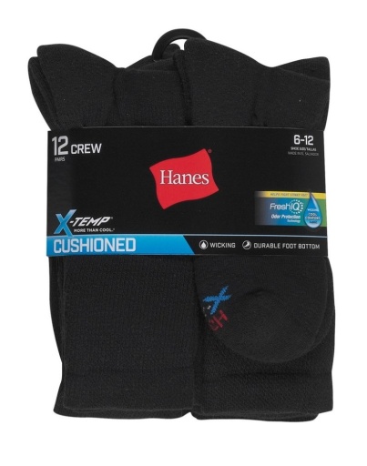hanes men's freshiq x-temp active cool crew socks 12-pack women Hanes