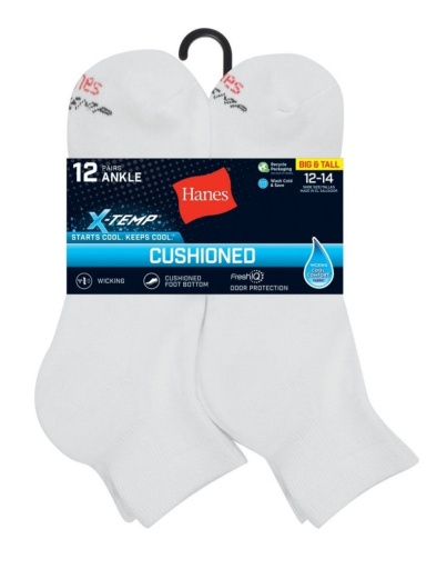 Hanes Men's FreshIQ® X-Temp® Active Cool® Big and Tall Ankle Socks 12-Pack men Hanes
