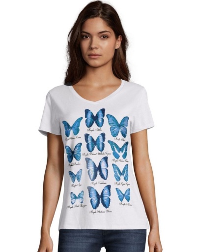 Hanes Women's Butterfly Collection Short-Sleeve V-Neck Graphic Tee women Hanes