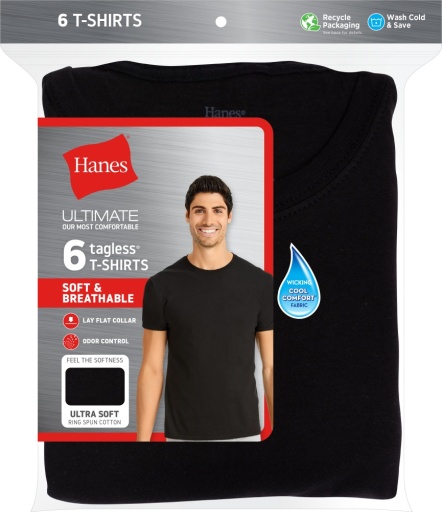hanes ultimate® men's soft and breathable crewneck undershirt 6-pack men hanes