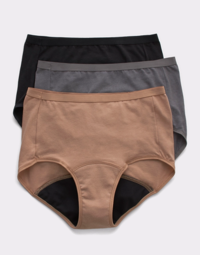 hanes comfort period. women's brief period underwear moderate leaks neutrals 3-pack women Hanes