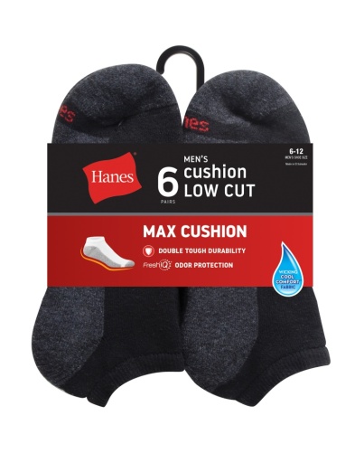 hanes men's freshiq® max cushion low cut 6-pack men Hanes