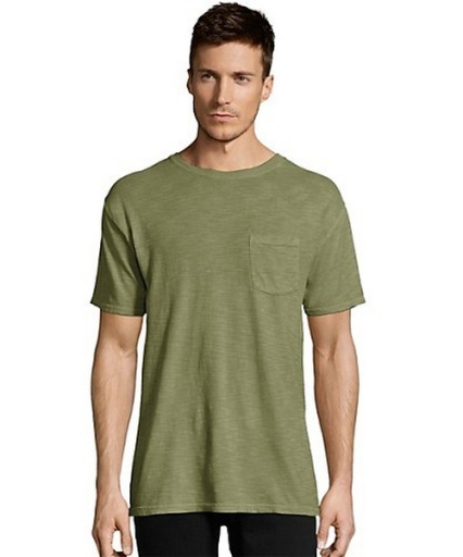 hanes men's 1901 heritage dyed short sleeve crewneck pocket t-shirt men Hanes