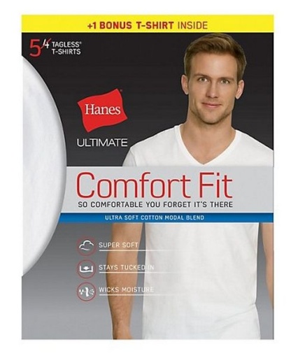 hanes ultimate men's comfort fit white v-neck undershirt 5-pack (4  1 free bonus pack) men hanes