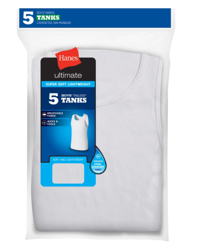 hanes ultimate boys' soft & lightweight tank, 5-pack youth hanes