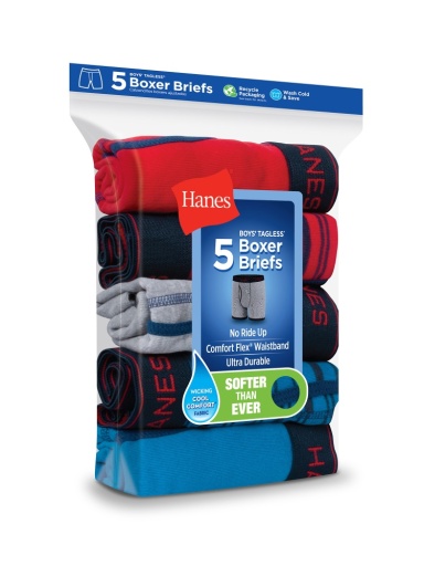 boys' ringer boxer briefs with comfort flex® waistband, 5-pack youth Hanes