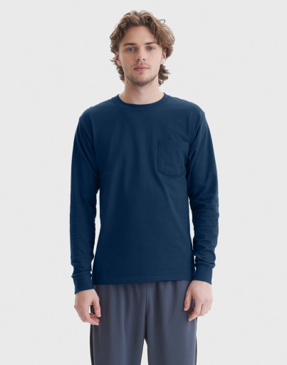 5596-hanes authentic men's long sleeve pocket t-shirt men hanes