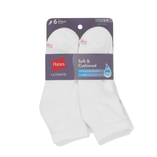 hanes ultimate women's ankle socks cushioned 6-pairs women Hanes