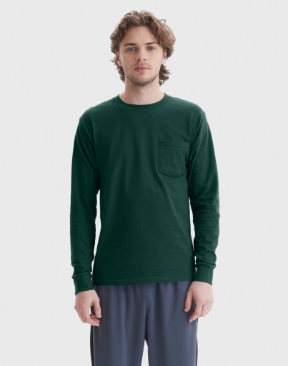 5596-hanes authentic men's long sleeve pocket t-shirt men Hanes
