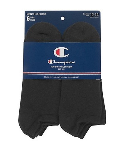 Champion Double Dry® Performance Men's Black No-Show Socks 6-Pack men Champion