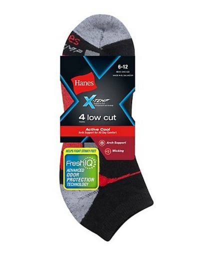 hanes men's x-temp arch support low cut socks 4-pack men hanes