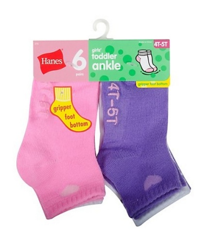 hanes infant/toddler girls' ankle socks 6-pack youth Hanes