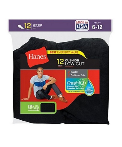 hanes men's cusion lowcut socks 12-pack men Hanes