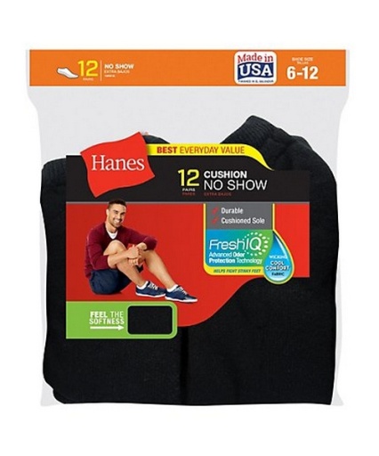 hanes men's cushion no-show socks 12-pack men Hanes