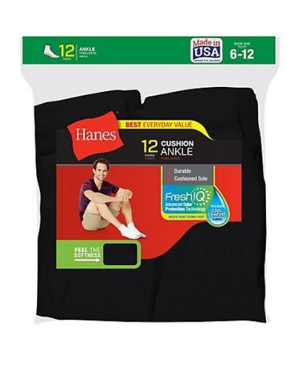 Hanes Men's Ankle Socks 12-Pack (Styles 186V12 and 145V12) men Hanes