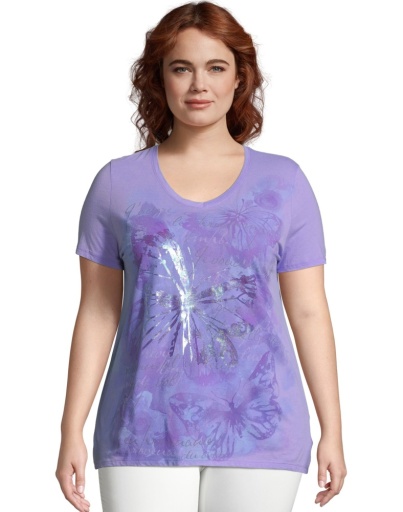 JMS Big Butterfly Impression Short Sleeve Graphic Tee women Just My Size