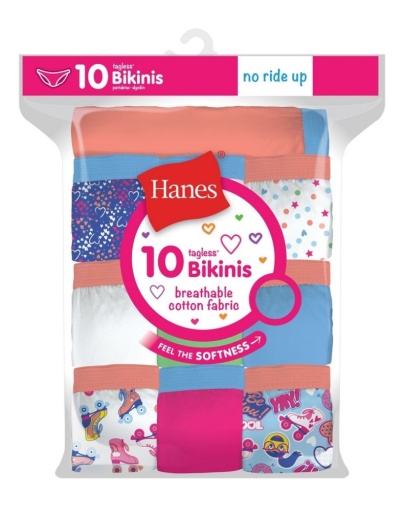 hanes girls' cotton bikinis 10-pack youth Hanes