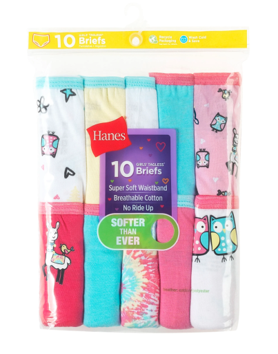 hanes girls' cotton briefs 10-pack youth Hanes