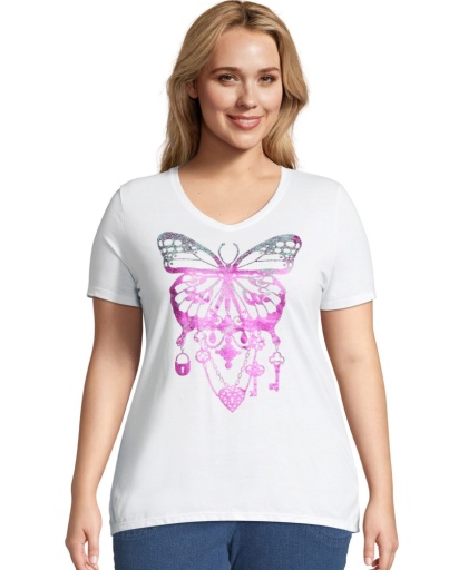 JMS Bedecked Butterfly Short Sleeve Graphic Tee women Just My Size