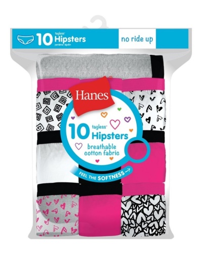 hanes girls' cotton hipsters 10-pack youth hanes