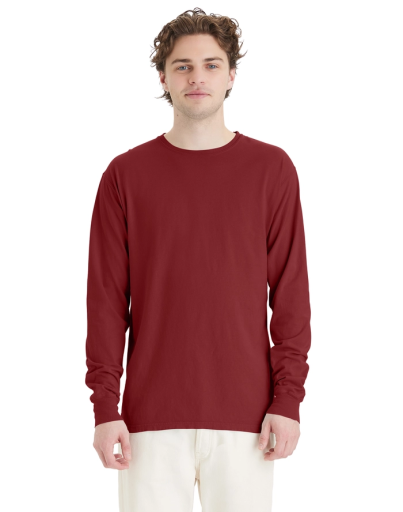 hanes unisex garment dyed long sleeve cotton t-shirt men Hanes