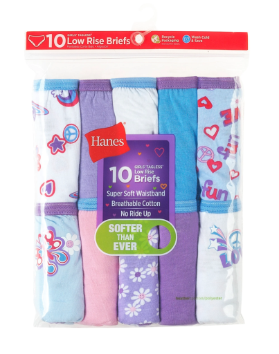 hanes girls tagless low rise briefs p10 youth Hanes