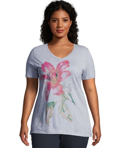 JMS Tropical Flower Short Sleeve Graphic Tee women Just My Size