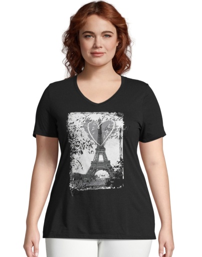 just my size l'amour paris short sleeve graphic t-shirt women Just My Size
