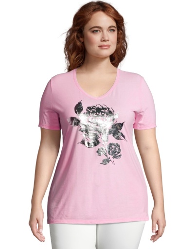 just my size simple floral short sleeve graphic t-shirt women Just My Size