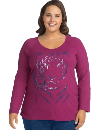 just my size long-sleeve side shirred graphic t-shirt women Just My Size
