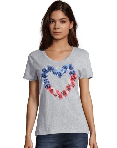 hanes women's stars & stripes floral heart short sleeve v-neck t-shirt women Hanes
