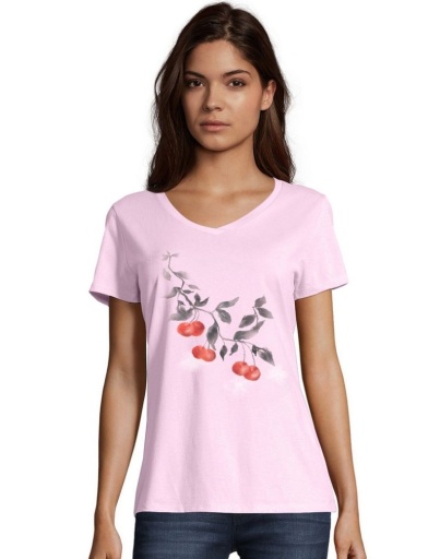 hanes women's cherries jubilee short sleeve v-neck t-shirt women Hanes