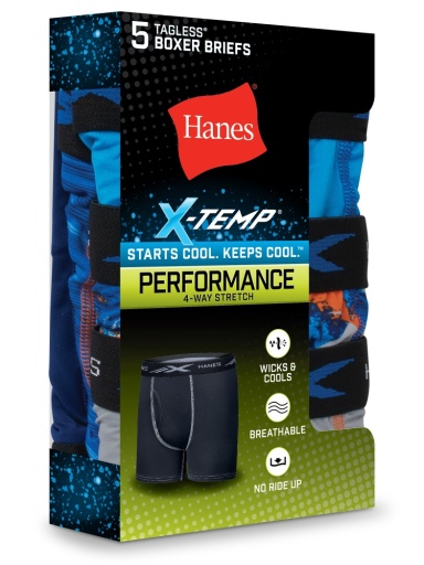 hanes x-temp boys' performance boxer brief underwear 5-pack youth Hanes