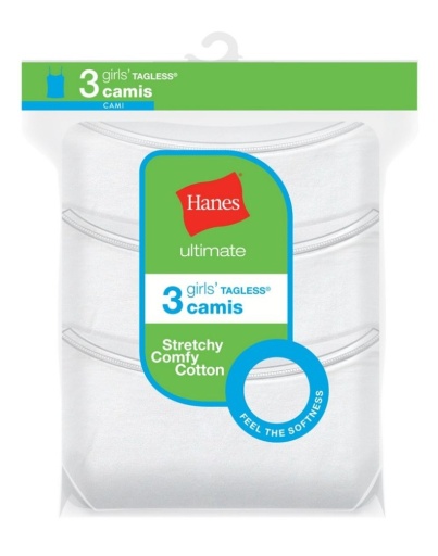 hanes ultimate girls' cotton stretch cami 3-pack youth hanes