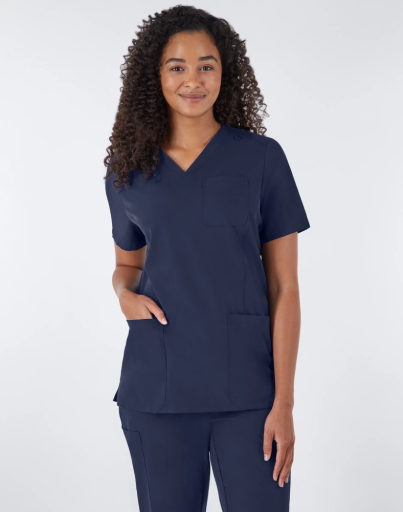 hanes comfort fit scrubs women's rib back scrub top women Hanes