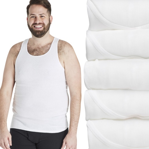 hanes ultimate big men’s white tank top undershirt pack cotton 5-pack (big & tall sizes) men Hanes