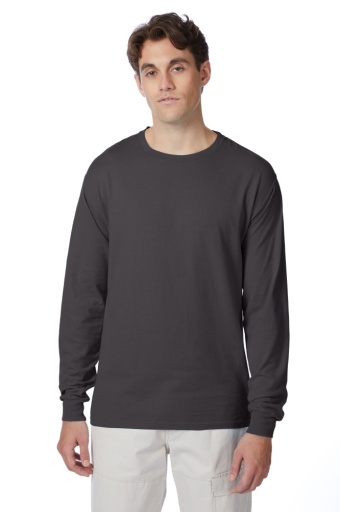 hanes adult beefy-t long-sleeve t-shirt (5186) men Hanes