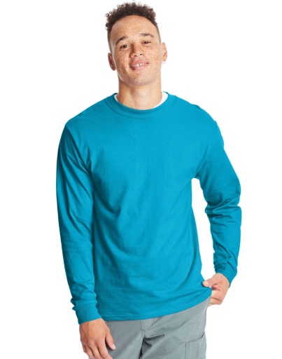 hanes adult beefy-t long-sleeve t-shirt (5186) men hanes