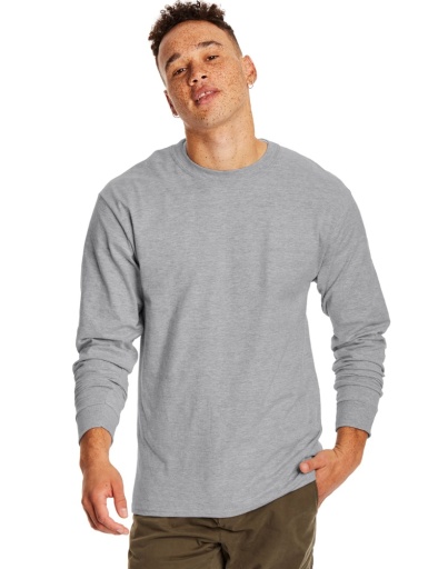 hanes adult beefy-t long-sleeve t-shirt (5186) men Hanes